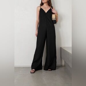 Rivet Utility Foxy Open-Back Black Linen Jumpsuit 100% linen size medium NWOT